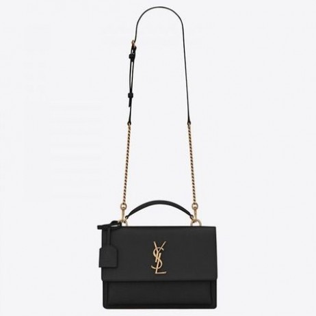 Saint Laurent Yeni Orta Gün Batımı Çantası Siyah Dana Derisi Saint Laurent Çantaları