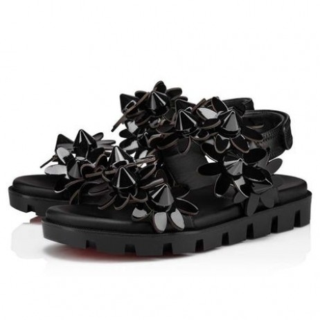 Christian Louboutin Siyah / siyah Rugan Sandalet