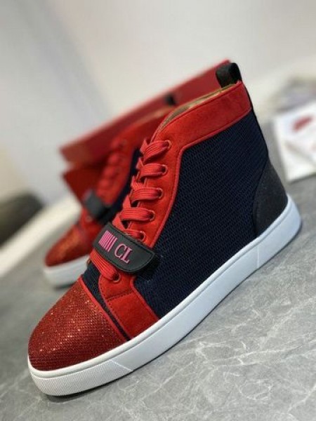 Christian Louboutin Louis Orlato Vs Düz Trico Spor Ayakkabı Siyah Kırmızı