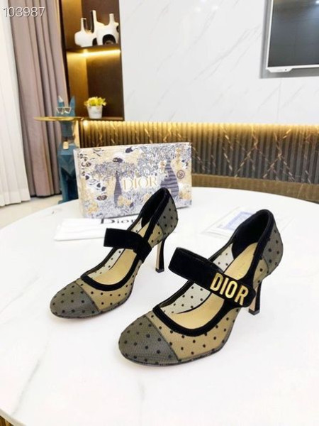 Dior Baby-D Süet Siyah File Şapka Burunlu 75mm Pompalar