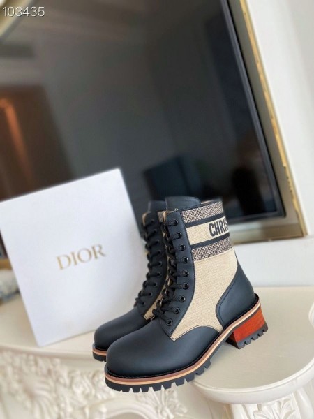Dior D-Major Bileğe kadar Bot Bej Teknik Kumaş Dana Derisi