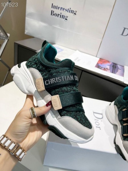 Dior D-WANDER Spor Ayakkabı Yeşil Teknik Kumaş Eğik Baskı