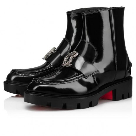 Christian Louboutin CL Moc Yarım Çizmeler Dana Derisi Ve Strass Siyah