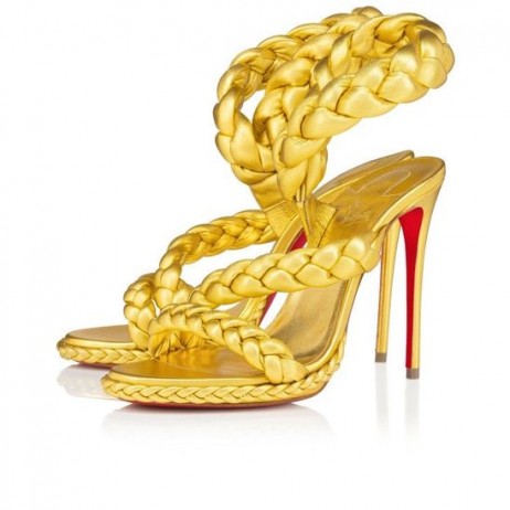 Christian Louboutin Fatima 120 Mm Sandalet Yanardöner Nappa Deri Altın
