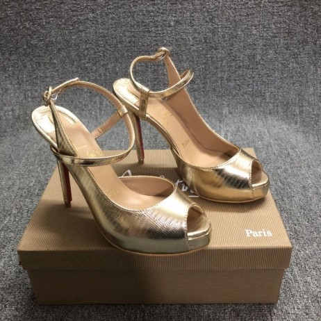 Christian Louboutin Jenlove Alta Pompaları 120mm Metalik Deri Platin
