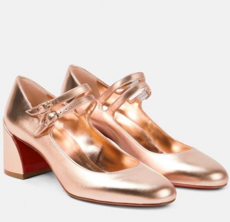 Christian Louboutin Bayan Jane Pompaları 55mm Yanardöner Deri Altın