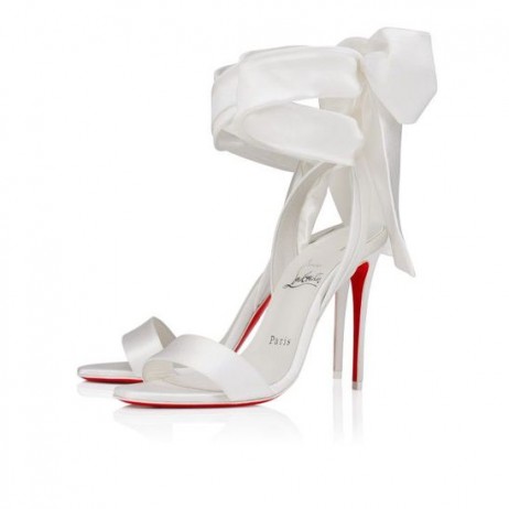 Christian Louboutin Sandale Du Desert 100 Mm Askılı Sandalet Krep Saten Fildişi