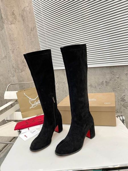 Christian Louboutin Stretchadoxa Botta Alta 70MM Bot Veau Kadife Siyah