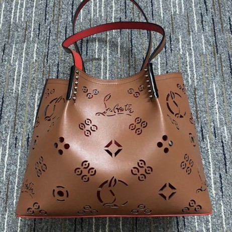 Christian Louboutin Cabarock Sivri Tote Dana Derisi Loubinthesky Delikli Kahverengi