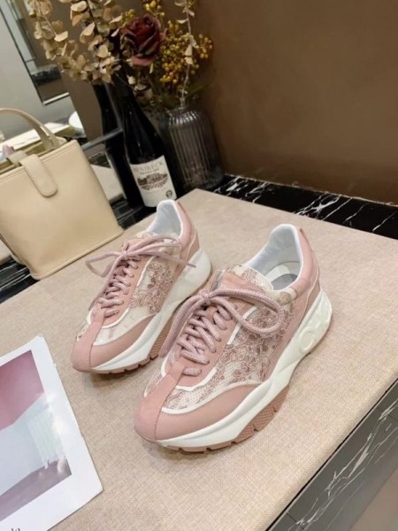 Jimmy Choo Dantel Spor Ayakkabı Alçak Üst Pembe