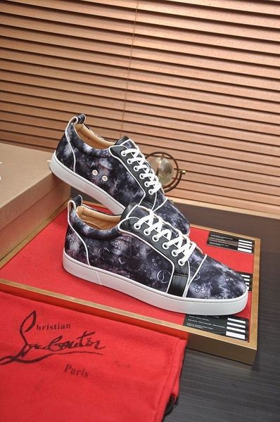 Christian Louboutin Louis Junior Low-top Spor Ayakkabı Allover Logo Kumaş Siyah CL Ayakkabı