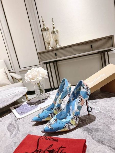 Christian Louboutin Kate Pompalar 100mm Grafik Baskılı Rugan Mavi