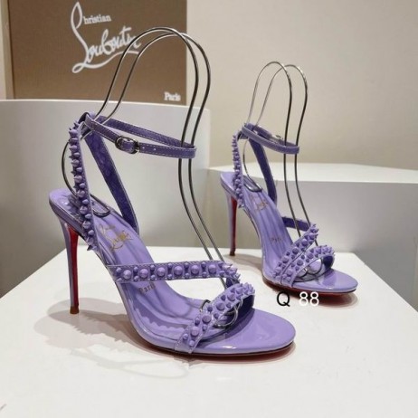 Christian Louboutin Mafaldina Sivri Sandalet 100mm Rugan Mor