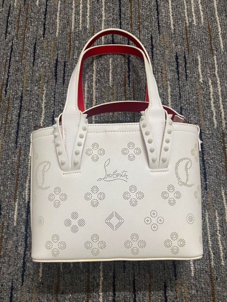 Christian Louboutin Küçük Cabata Doğu Batı Mini Tote Çanta Beyaz