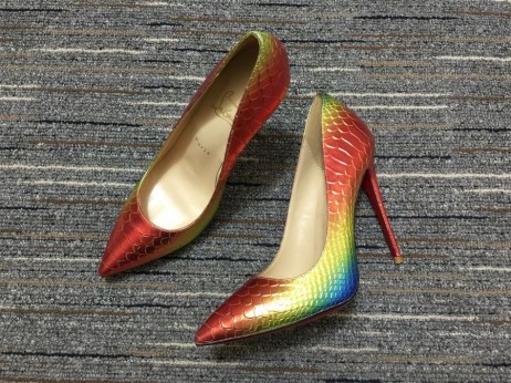 Christian Louboutin Yani Kate 120mm Piton Deri Gökkuşağı Pompalar