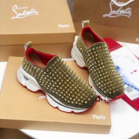 Christian Louboutin Başak Çorap Kadın Spor Ayakkabı Neopren Altın