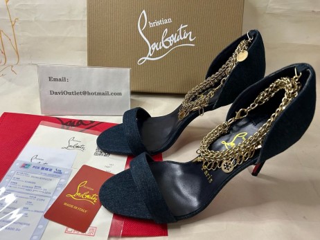 Christian Louboutin Gourmi Sandalet 100 mm Kot/gd / lin Kot Doku