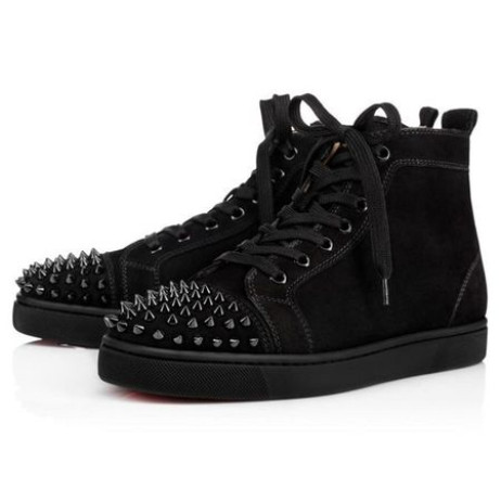 Christian Louboutin Yüksek top Lou Sivri Siyah/siyah / bk Süet Spor Ayakkabı