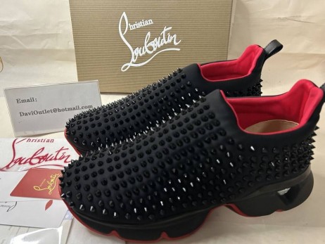 Christian Louboutin Koşucu Başak Çorap Siyah / siyah Mat Neopren Spor Ayakkabı