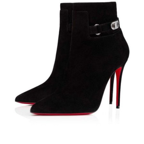 Christian Louboutin Spikita Ganimet Kilidi Yani Kate 100 mm Siyah Süet Dana Derisi
