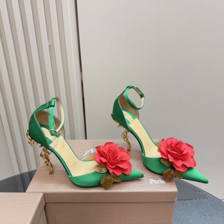 Christian Louboutin Bellarose 100 Mm Strappy Pumps Crepe Satin Green