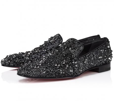 Christian Louboutin Dandelion Strass Eternity Loafers Suede Leather with Strass Black