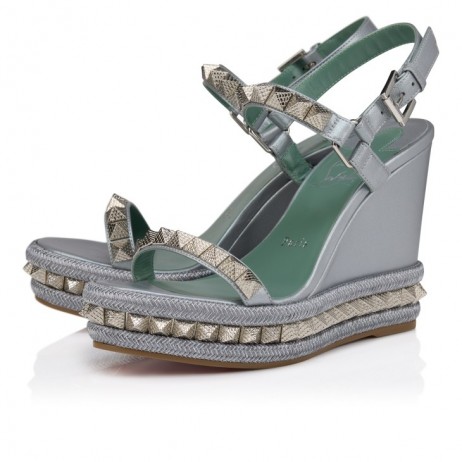 Christian Louboutin Pyraclou 110 Mm Espadrilles Iridescent Nappa Leather Manuka