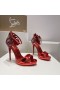 Christian Louboutin Loubi Vega Sandalet 120mm Kristaller Rugan Kırmızı