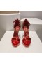 Christian Louboutin Loubi Vega Sandalet 120mm Kristaller Rugan Kırmızı