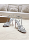 Christian Louboutin Tangeuva Sandalet 100mm Kabartmalı Deri Gümüş