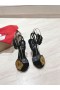 Christian Louboutin X Shun Sudo Düğme Çiçek Strass Loubi Kraliçe Sandalet 110mm