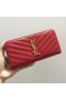 Saint Laurent Monogram Fermuarlı Cüzdan Kırmızı Taneli Deri