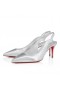 Christian Louboutin Ateşli Piliç Sling 70mm Sling Geri Pompaları Yanardöner Nappa Deri Gümüş