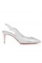 Christian Louboutin Ateşli Piliç Sling 70mm Sling Geri Pompaları Yanardöner Nappa Deri Gümüş