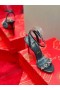 Christian Louboutin Loubigirl Zincir 100mm Sandalet Dana Derisi Siyah CL Ayakkabı