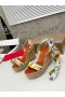 Christian Louboutin Monica Du Çöl 110mm Espadril Takozlar Saten Çiçek