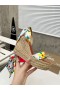 Christian Louboutin Monica Du Çöl 110mm Espadril Takozlar Saten Çiçek