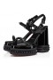 Christian Louboutin Superaclou 130 Mm platform sandaletler Rugan Siyah Christian Louboutin Ayakkabı