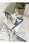 Jimmy Choo Shiloh 100 Kristal Süslemeli Yüksek Topuklu Sandalet Mavi