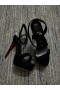Christian Louboutin Loubi Queen Alta 150 Mm Sandalet Kadife Siyah