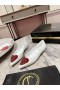 Christian Louboutin Kate Kristal Strass Kalp Nappa Beyaz CL Ayakkabı ile Düz aşk