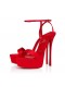 Christian Louboutin Loubi Queen Alta 150 Mm Askılı Sandalet Krep Saten Loubi