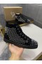 Christian Louboutin Louis Spike Yüksek Top Spor Ayakkabı Veau Kadife Siyah