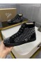 Christian Louboutin Louis Spike Yüksek Top Spor Ayakkabı Veau Kadife Siyah