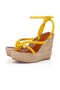 Christian Louboutin Malfadina Zeppa Sandalet 120mm Rugan Dana Derisi Sarı