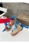 Christian Louboutin Monica Du Desert 110mm Espadril Takozlar Saten Mavi