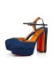 Christian Louboutin Coluna Doku 130mm Kot / lin Saba Altın Ayakkabı