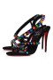 Christian Louboutin Sandalet Spikita Kayış 100 mm Siyah / multi / lin Bk Süet Deri