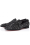 Christian Louboutin Dandelion Strass Eternity Loafers Suede Leather with Strass Black