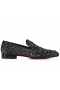 Christian Louboutin Dandelion Strass Eternity Loafers Suede Leather with Strass Black
